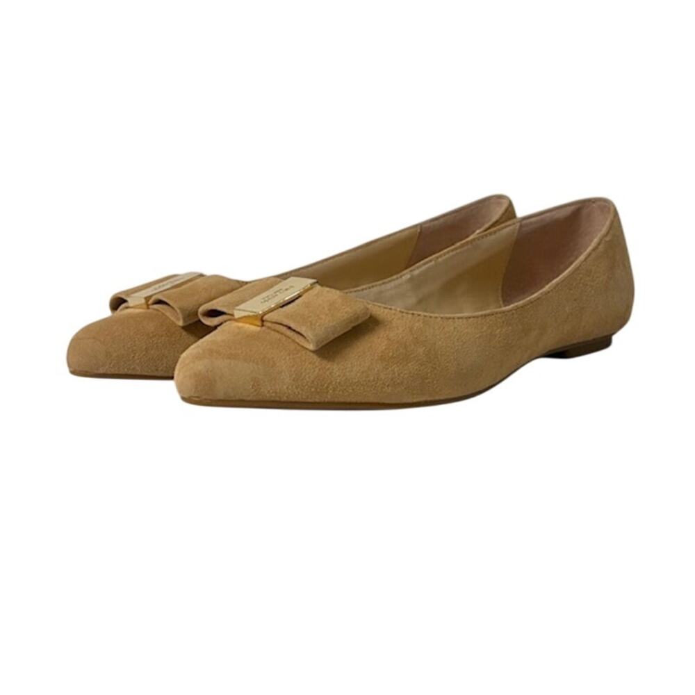 KATE SPADE Nora Suede Pointed Toe Bow Tan Flat | 7